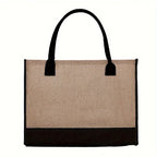 Personalized Natural Jute Tote Bag – Elegant Floral Initial Design