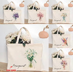 Personalized Flower Bouquet Tote Bag with Custom Name – Bridesmaid & Birthday Gift