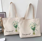 Personalized Flower Bouquet Tote Bag with Custom Name – Bridesmaid & Birthday Gift