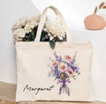 Personalized Flower Bouquet Tote Bag with Custom Name – Bridesmaid & Birthday Gift