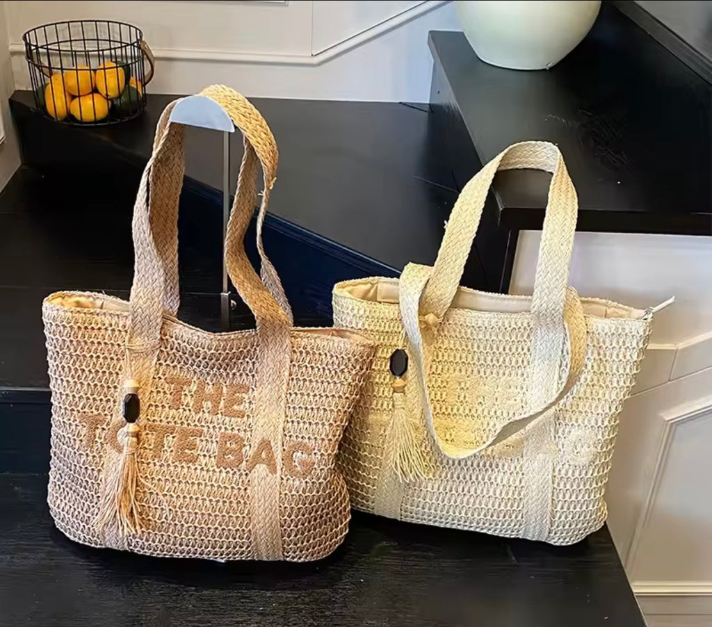 High-end French-style woven straw bag for women – Large capacity shoulder bag for beach travel