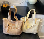 High-end French-style woven straw bag for women – Large capacity shoulder bag for beach travel