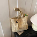 High-end French-style woven straw bag for women – Large capacity shoulder bag for beach travel