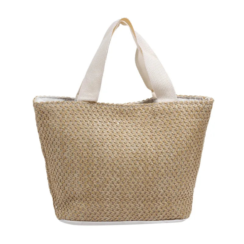 Small Braided Straw Satchel Bag - Trendy Beach Handbag