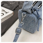 Korean Style Wrinkled Denim Crossbody - Versatile Shoulder Bag