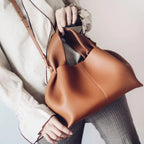 Genuine Leather Dumpling Cloud Bag - French Style Crossbody