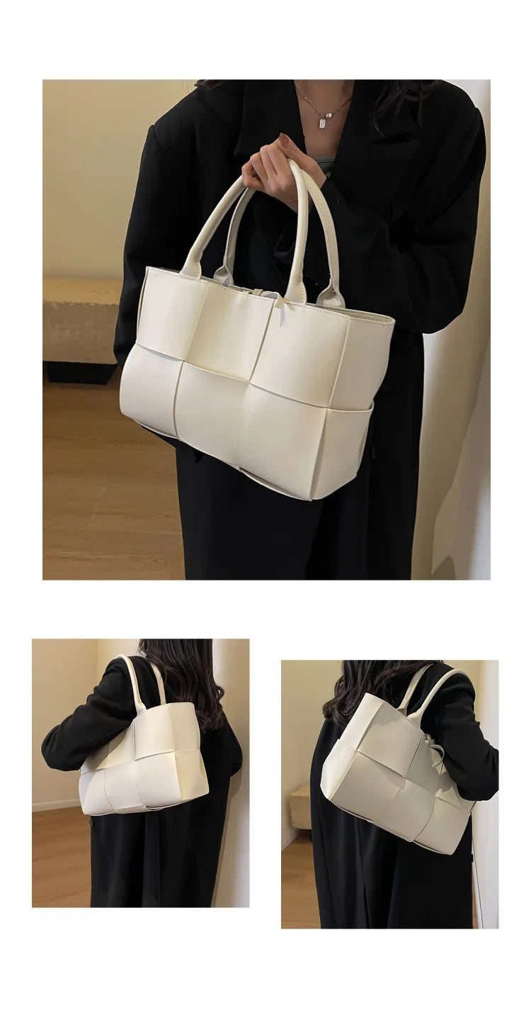 CGCBAG Solid PU Leather Tote - Minimalist Commuter Bag