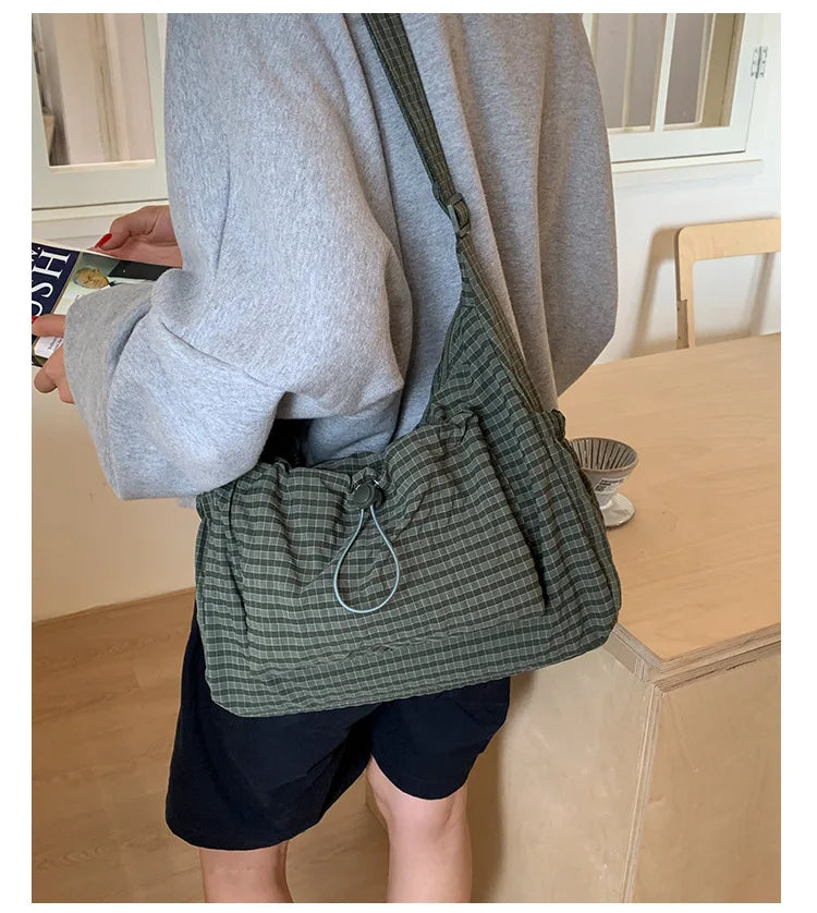 Korean Style Pleated Cloud Bag - Nylon Crossbody Tote