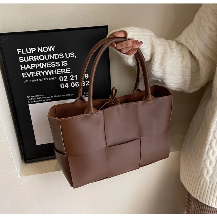 CGCBAG Solid PU Leather Tote - Minimalist Commuter Bag