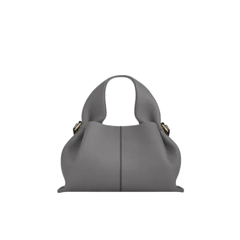Genuine Leather Dumpling Cloud Bag - French Style Crossbody