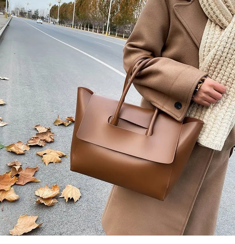 CGABG Large Capacity PU Leather Tote - Elegant Designer Bag