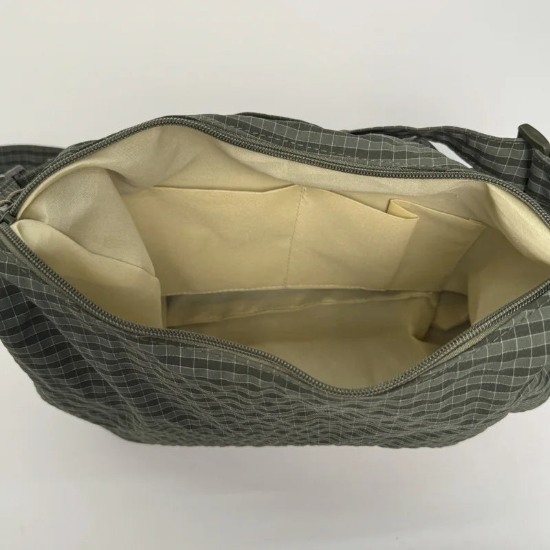 Korean Style Pleated Cloud Bag - Nylon Crossbody Tote