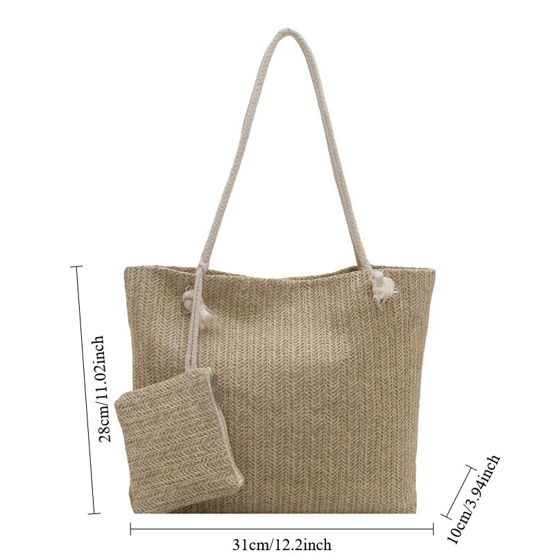 Large Bali Beach Tote - Designer Straw Shoulder Bag
