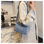 Korean Style Wrinkled Denim Crossbody - Versatile Shoulder Bag