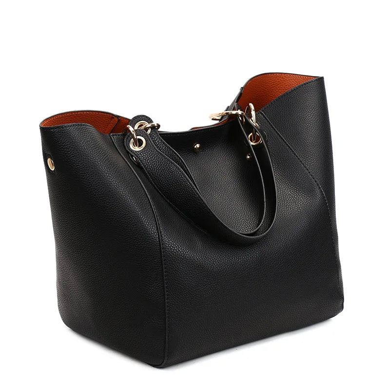 Waterproof PU Leather Tote Bag - Large Top Handle Work Bag