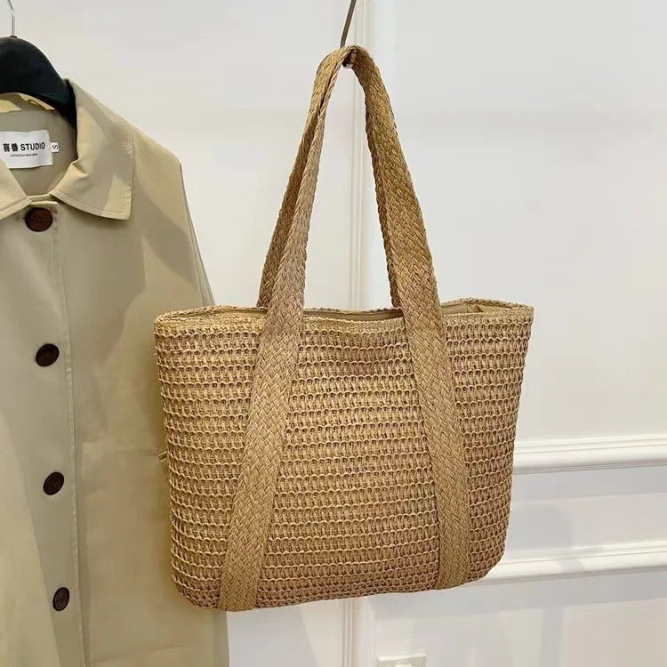 Handmade Large Woven Straw Bag - High-End Beach Tote