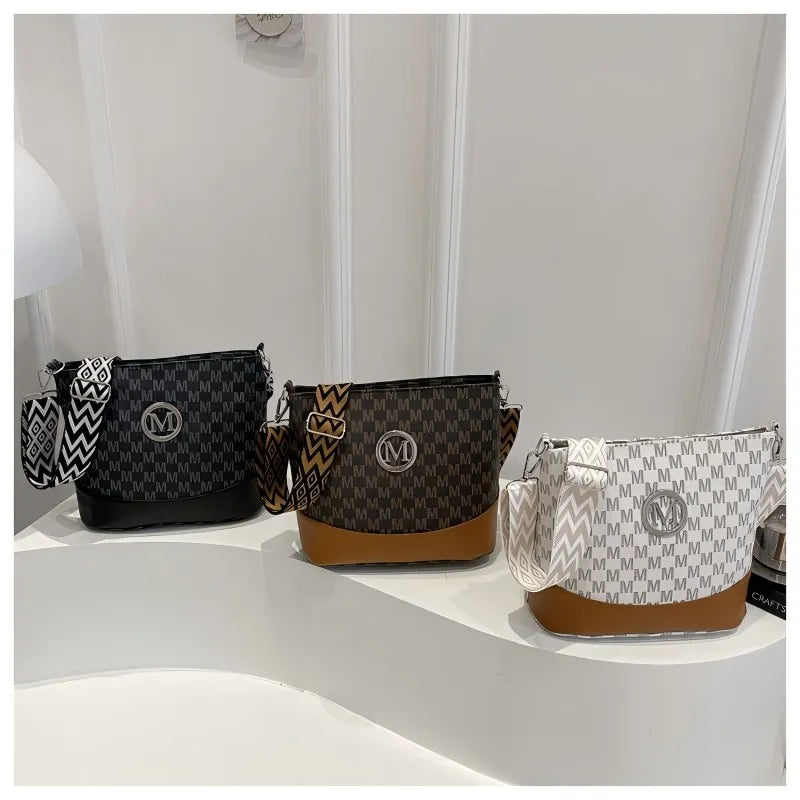 Retro "M" Letter Crossbody Bag - Versatile PU Leather Tote