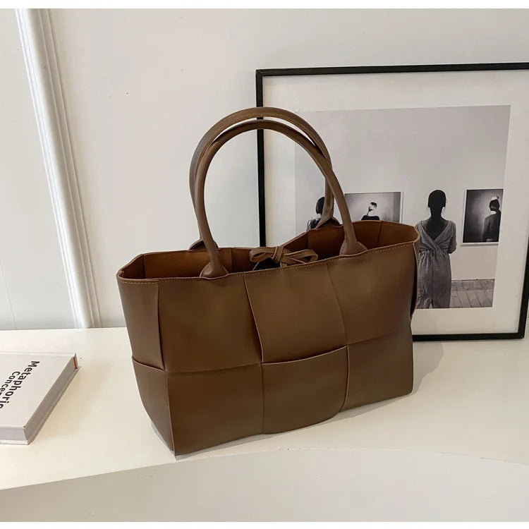CGCBAG Solid PU Leather Tote - Minimalist Commuter Bag