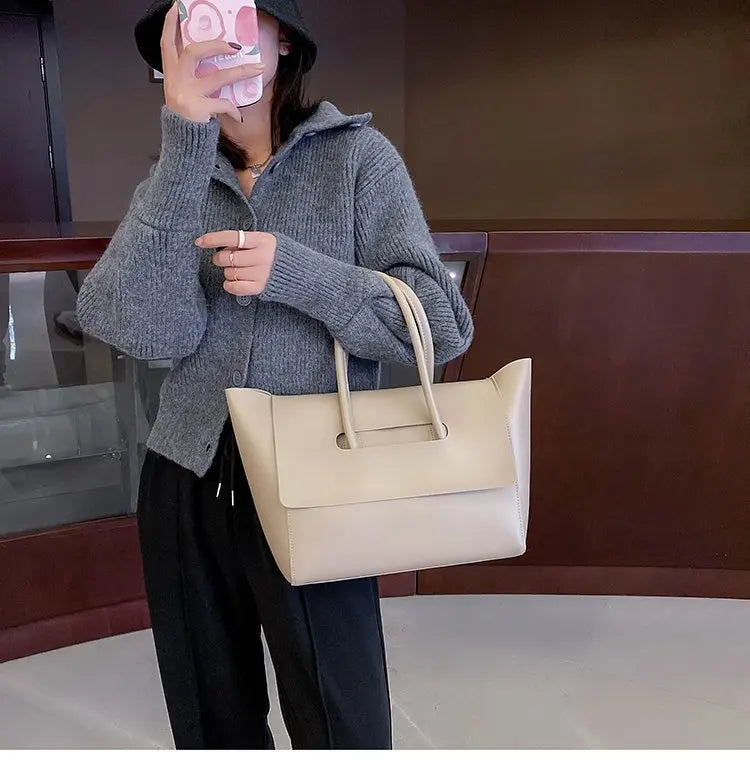 CGABG Large Capacity PU Leather Tote - Elegant Designer Bag