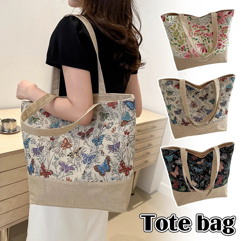 Foldable Large Beach Bag with Floral Print - Summer Tote