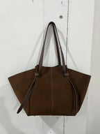 Oversized Faux Suede Winged Tote - Chic Frosted Shoulder Bag