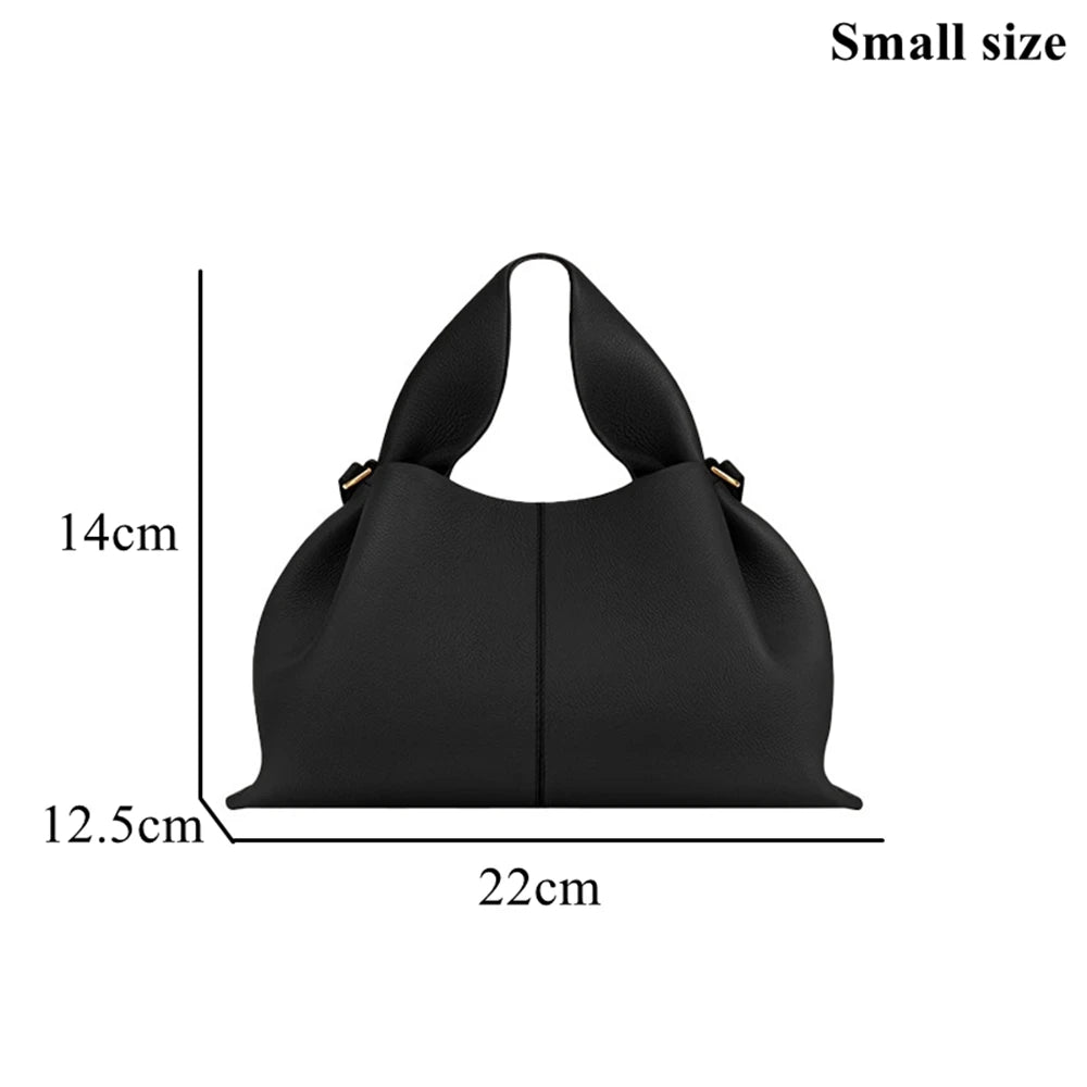Genuine Leather Dumpling Cloud Bag - French Style Crossbody