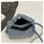 Korean Style Wrinkled Denim Crossbody - Versatile Shoulder Bag