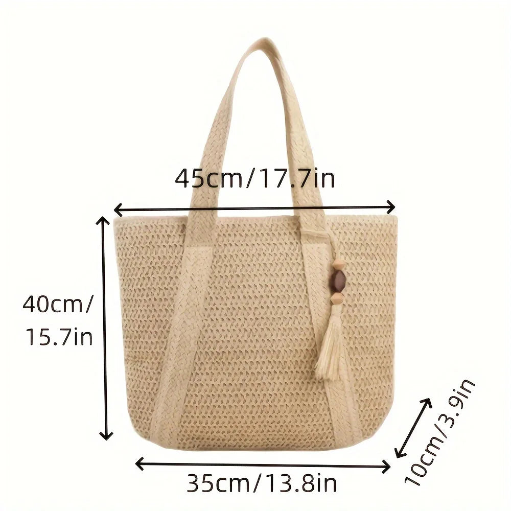 Handmade Large Woven Straw Bag - High-End Beach Tote