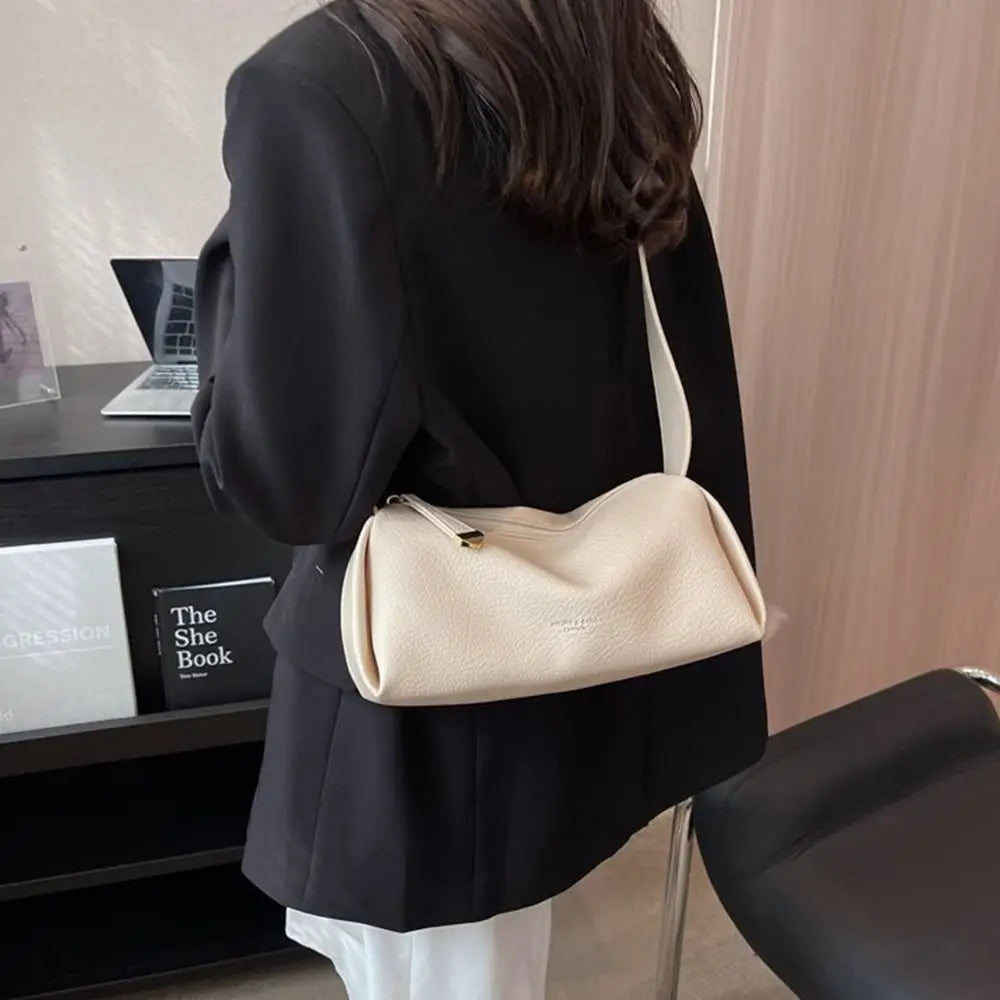 Litchi Pattern PU Leather Pillow Bag - Korean Style Crossbody
