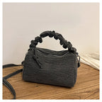 Korean Style Wrinkled Denim Crossbody - Versatile Shoulder Bag