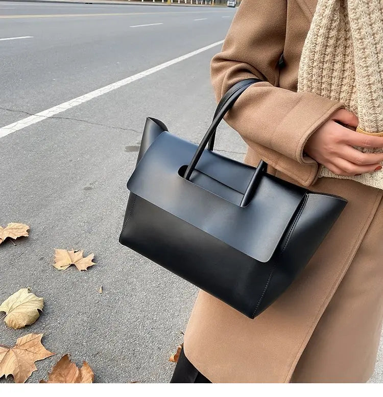 CGABG Large Capacity PU Leather Tote - Elegant Designer Bag