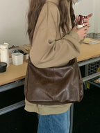 Premium PU Leather Tote Bag - Classic Women's Shoulder Purse