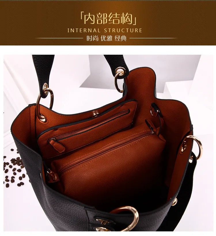 Waterproof PU Leather Tote Bag - Large Top Handle Work Bag
