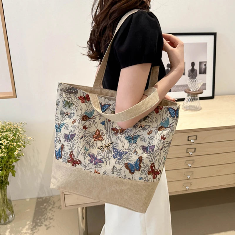 Foldable Large Beach Bag with Floral Print - Summer Tote