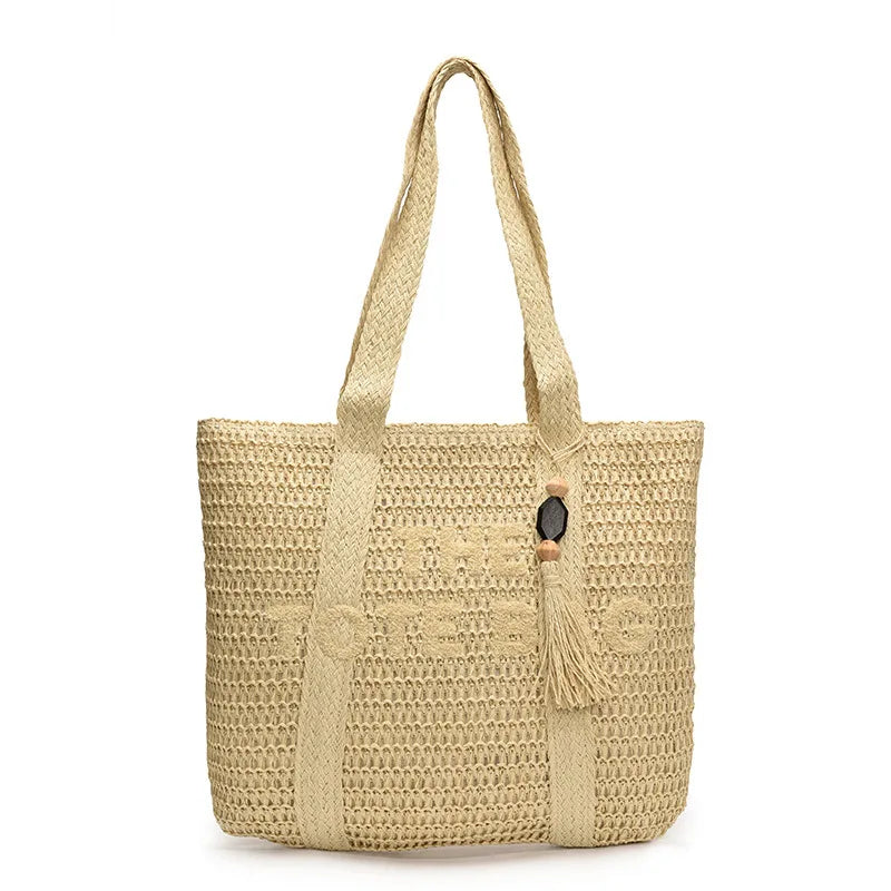 French Style Woven Straw Beach Bag - Large Capacity Tote