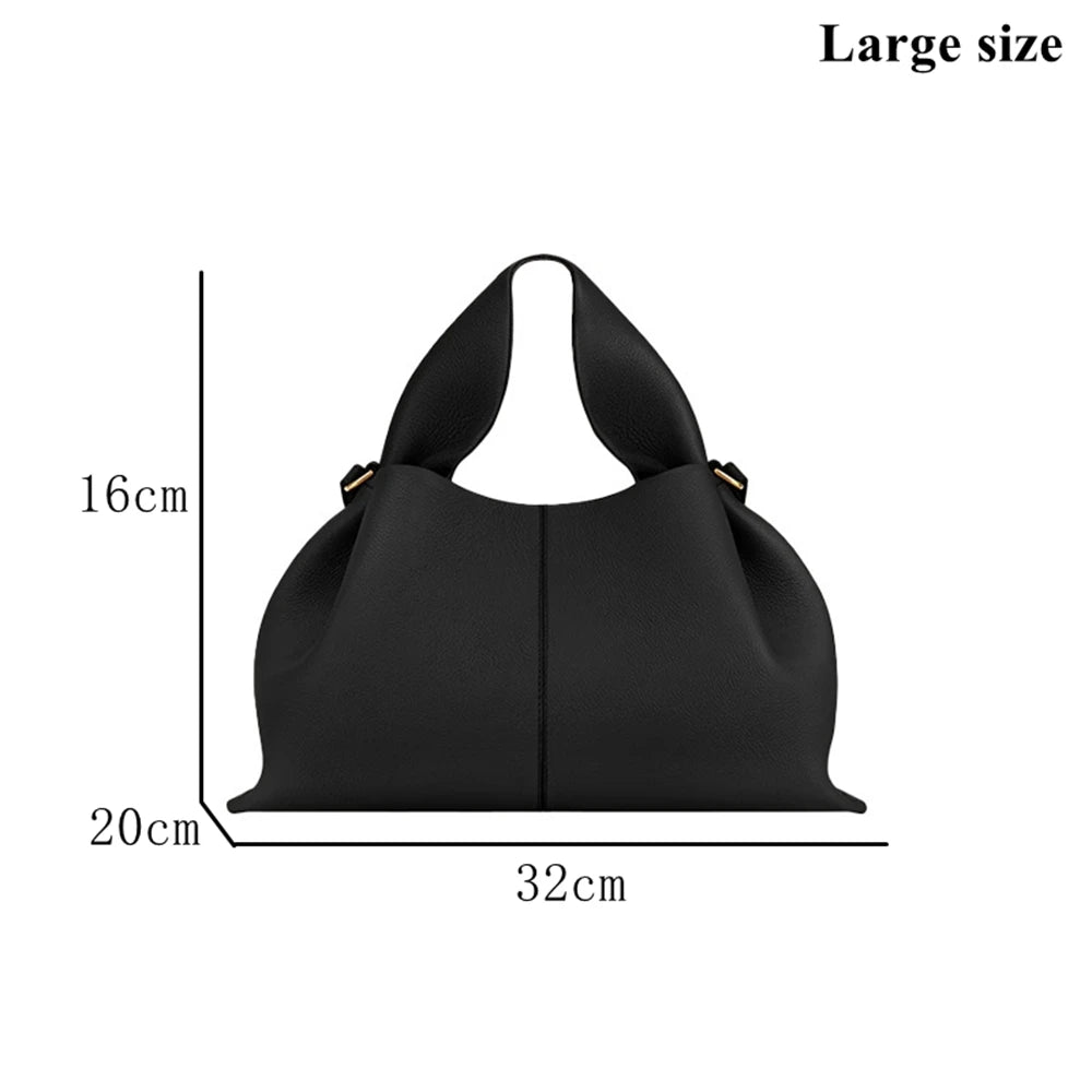 Genuine Leather Dumpling Cloud Bag - French Style Crossbody