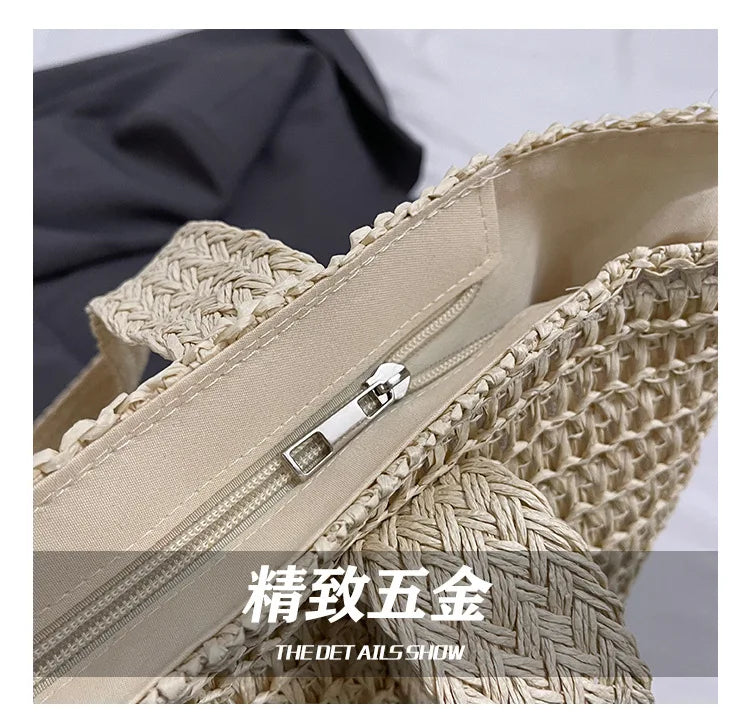 Handmade Large Woven Straw Bag - High-End Beach Tote