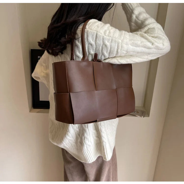 CGCBAG Solid PU Leather Tote - Minimalist Commuter Bag
