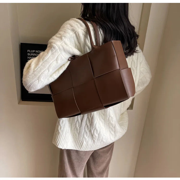 CGCBAG Solid PU Leather Tote - Minimalist Commuter Bag