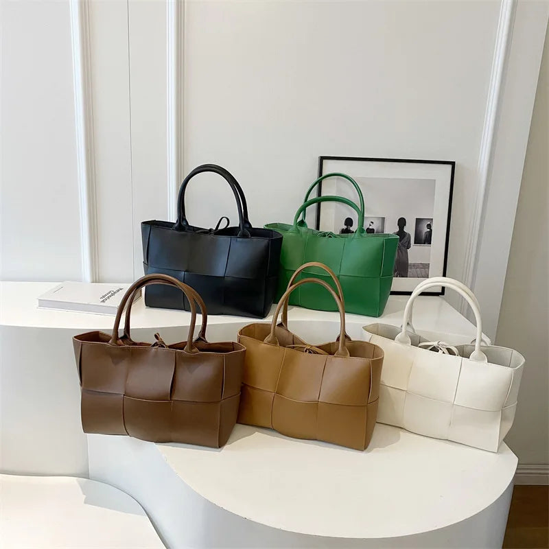 CGCBAG Solid PU Leather Tote - Minimalist Commuter Bag