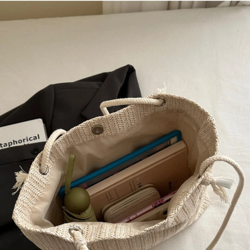 Large Bali Beach Tote - Designer Straw Shoulder Bag