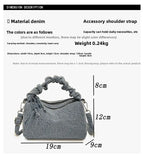 Korean Style Wrinkled Denim Crossbody - Versatile Shoulder Bag