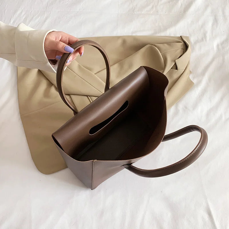 CGABG Large Capacity PU Leather Tote - Elegant Designer Bag