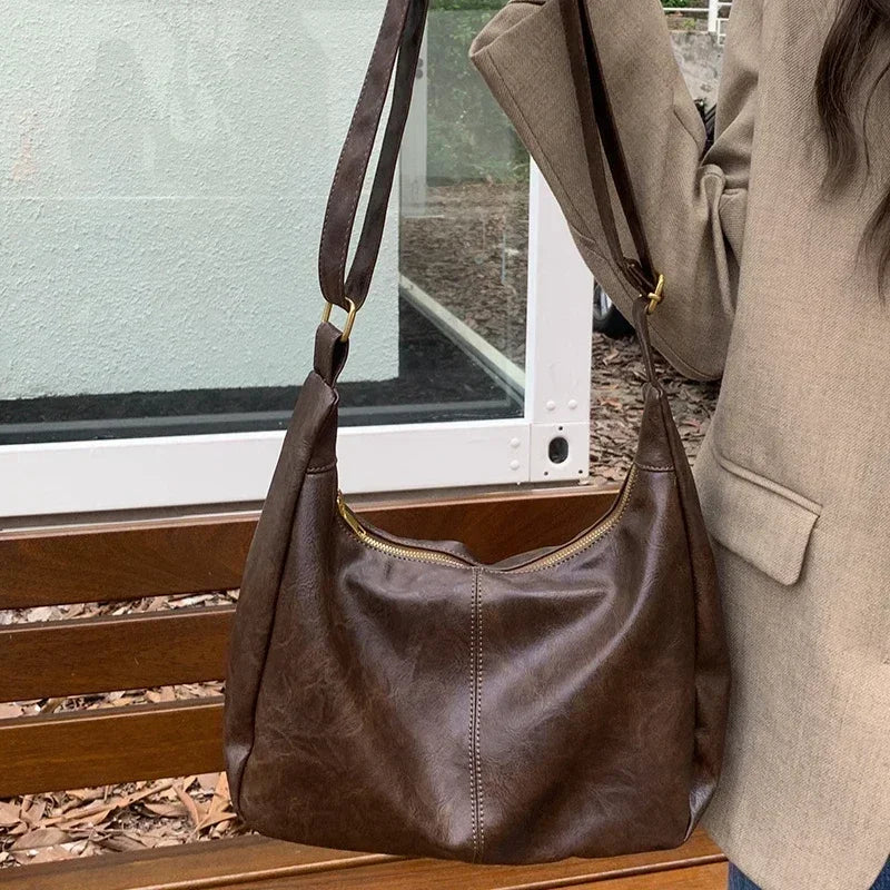 Premium PU Leather Tote Bag - Classic Women's Shoulder Purse