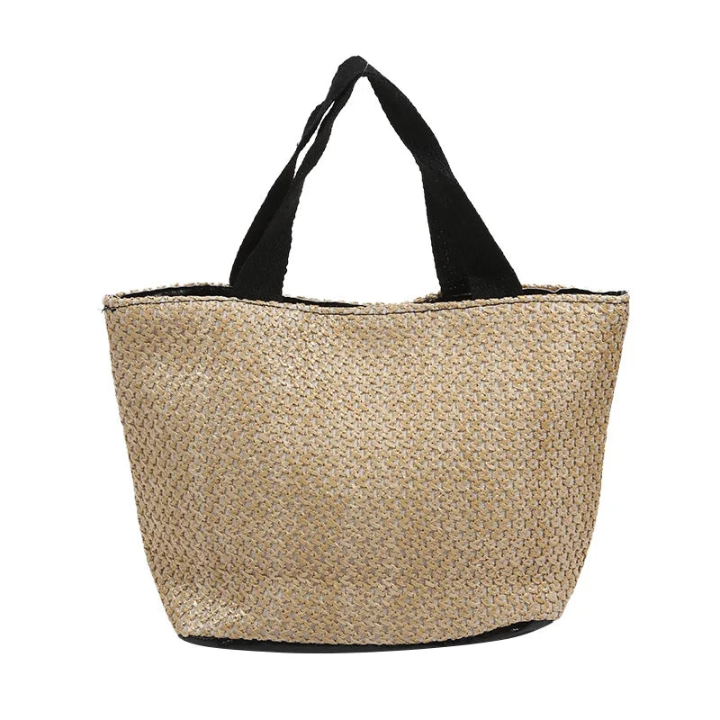 Small Braided Straw Satchel Bag - Trendy Beach Handbag
