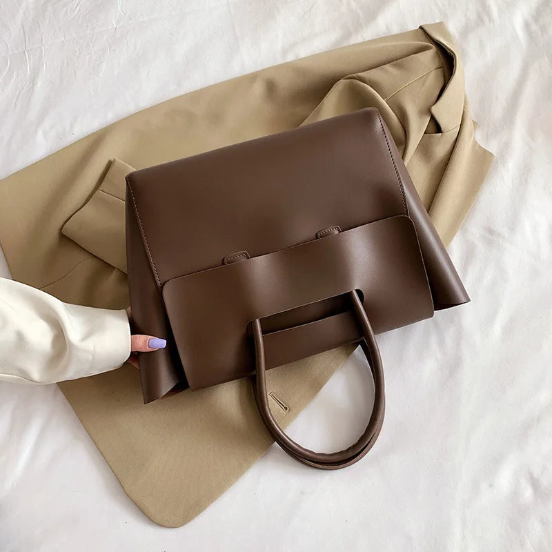 CGABG Large Capacity PU Leather Tote - Elegant Designer Bag