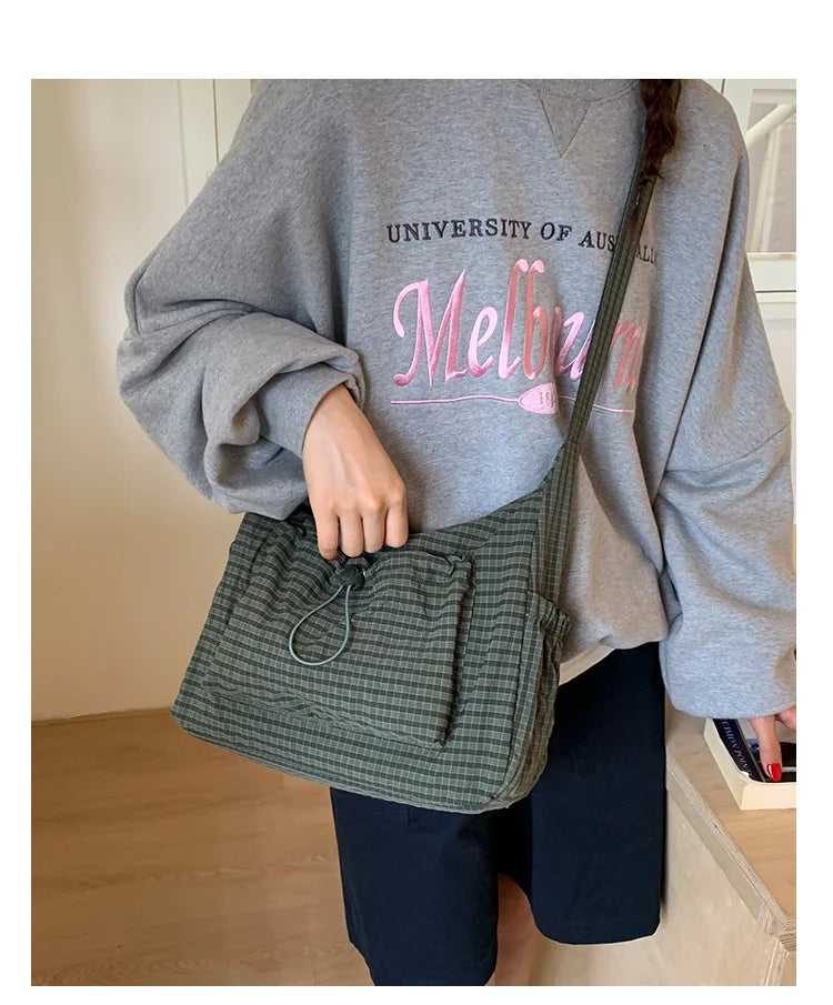 Korean Style Pleated Cloud Bag - Nylon Crossbody Tote