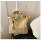 French Style Woven Straw Beach Bag - Large Capacity Tote