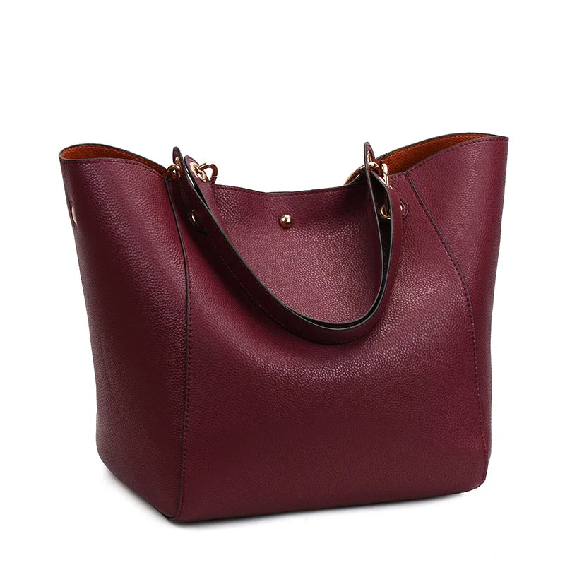 Waterproof PU Leather Tote Bag - Large Top Handle Work Bag