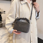 Korean Style Wrinkled Denim Crossbody - Versatile Shoulder Bag